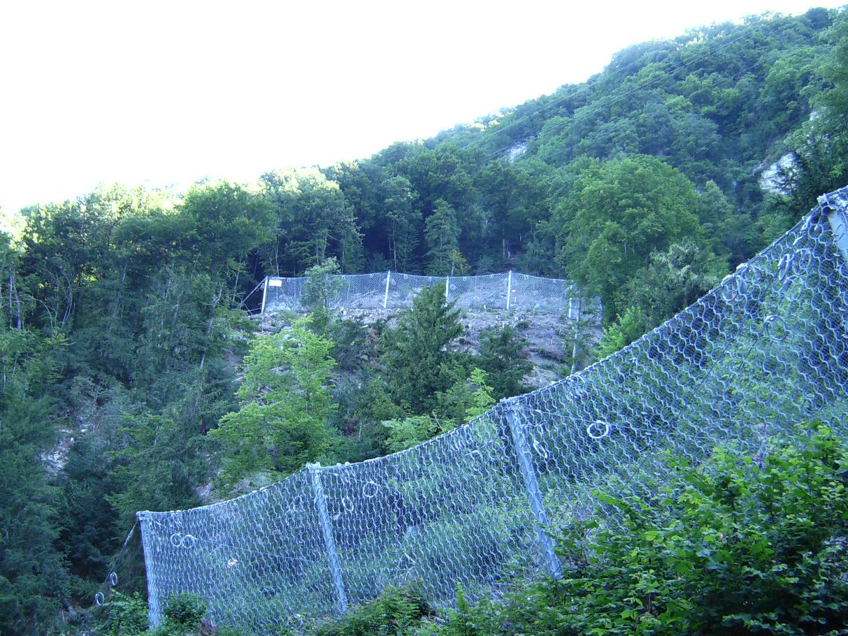 Ouvrages pare-pierres dans le versant au-dessus de Veytaux (VD)